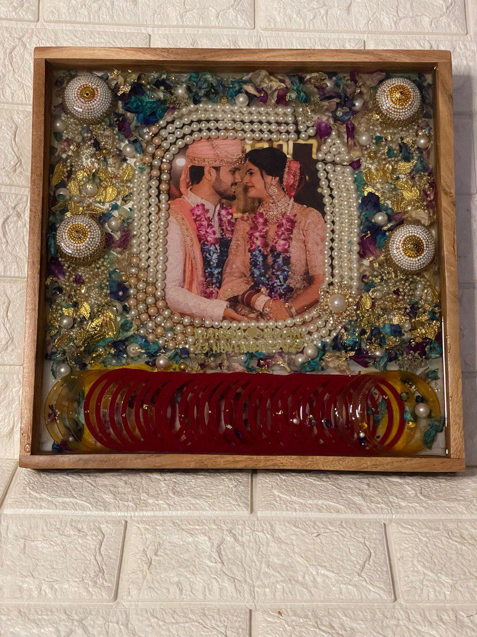 Bridal Chooda Preservation Frame – Personalized Wedding Resin Keepsake