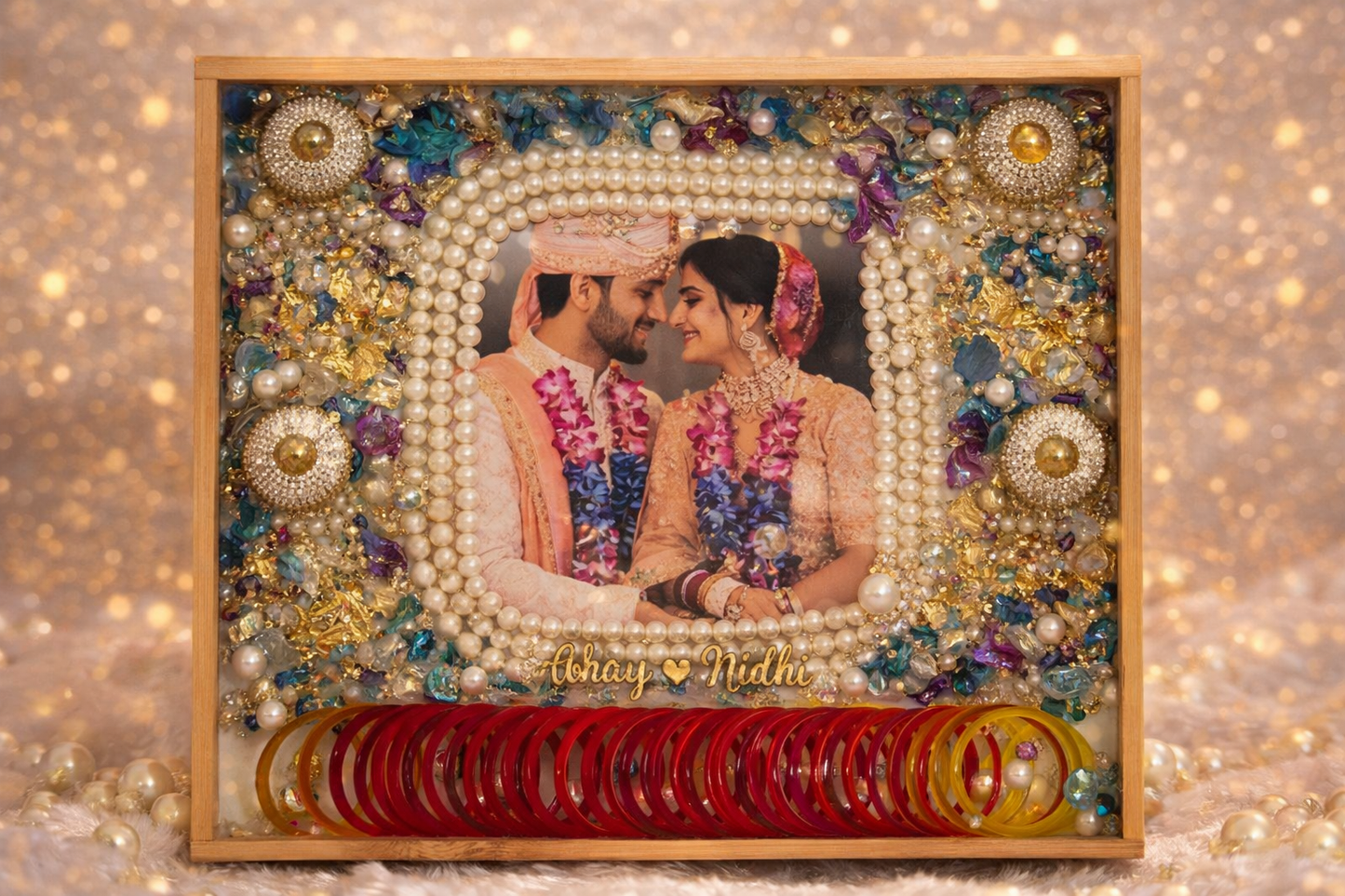 Bridal Chooda Preservation Frame – Personalized Wedding Resin Keepsake